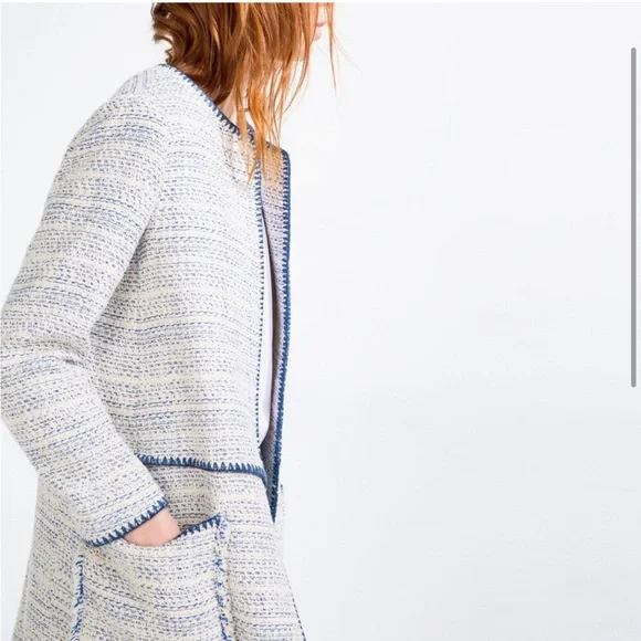 Zara Frayed Cotton Coat - Picture 2 of 8